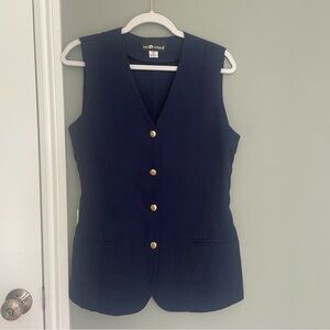 Vintage Sag Harbor Navy Blue Gold Button Nautical Lightweight Vest